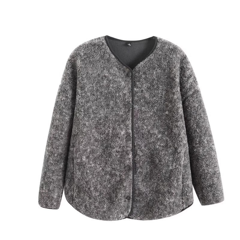 Japanese Single Women'S Imitation Lamb Fleece Fleece Casual Cardigan Long Sleeve Warm Coat 470139 - Image 5